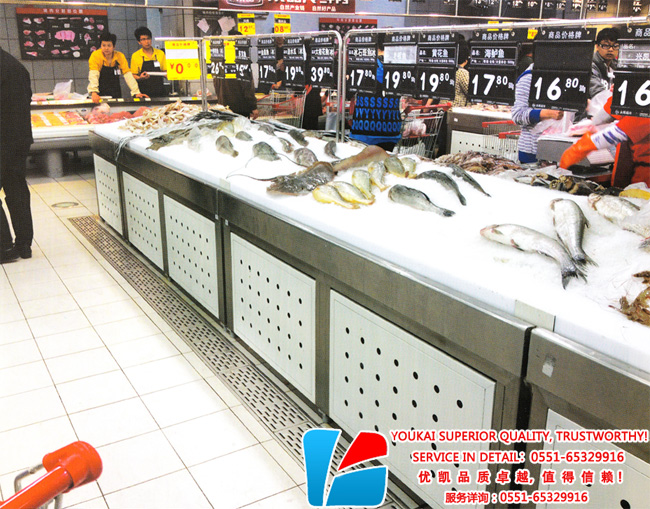 超市不銹鋼冰鮮臺(tái)現(xiàn)場(chǎng)圖1
