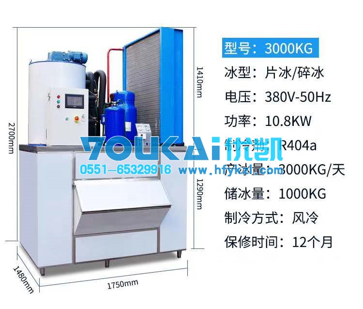 3000KG片冰機(jī)碎冰機(jī)超市生鮮店專(zhuān)用