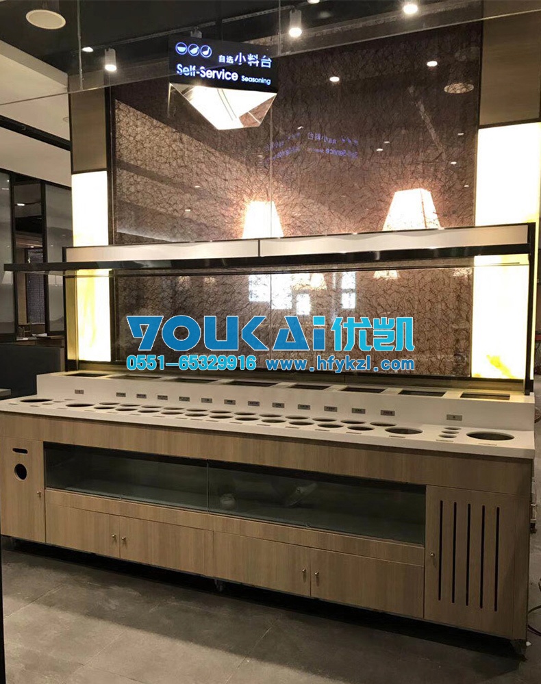 火鍋調(diào)料臺（大理石臺面木紋烤漆柜體）